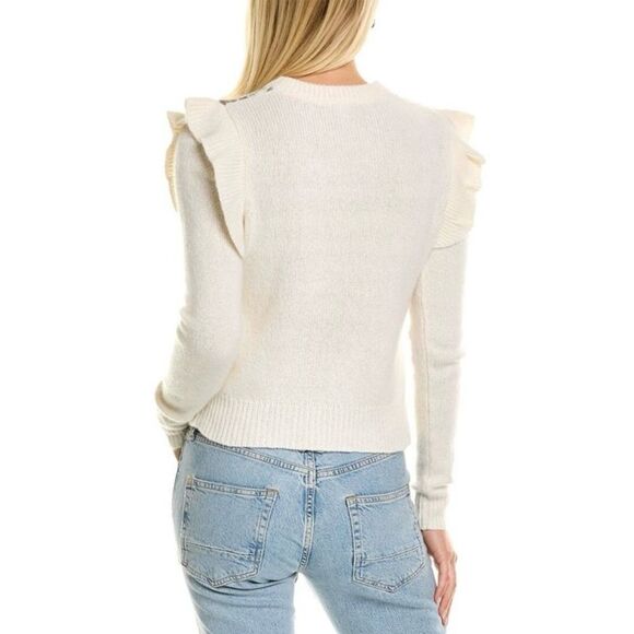 Autumn Cashmere Broken Stitch Cashmere Neutral Stripe Ruffle Sweater Size XS - Picture 7 of 7